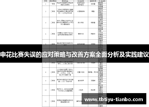 申花比赛失误的应对策略与改善方案全面分析及实践建议